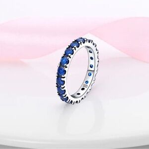 Blue Sterling silver and cz ring
